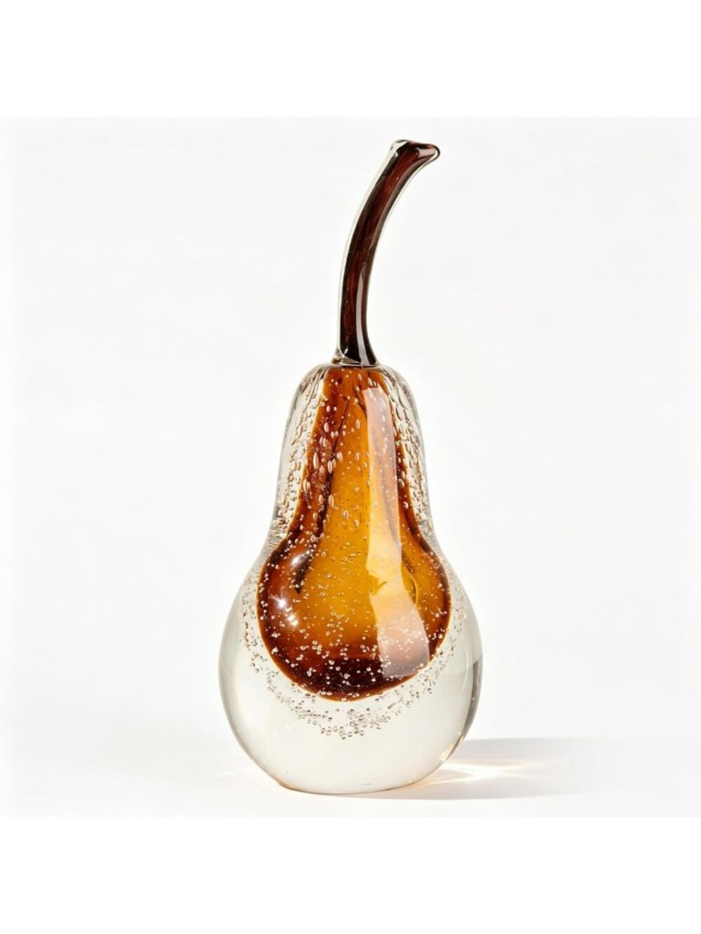 Modern Glass Pear Figurine - Decorative Home Decor for Living Room & Office